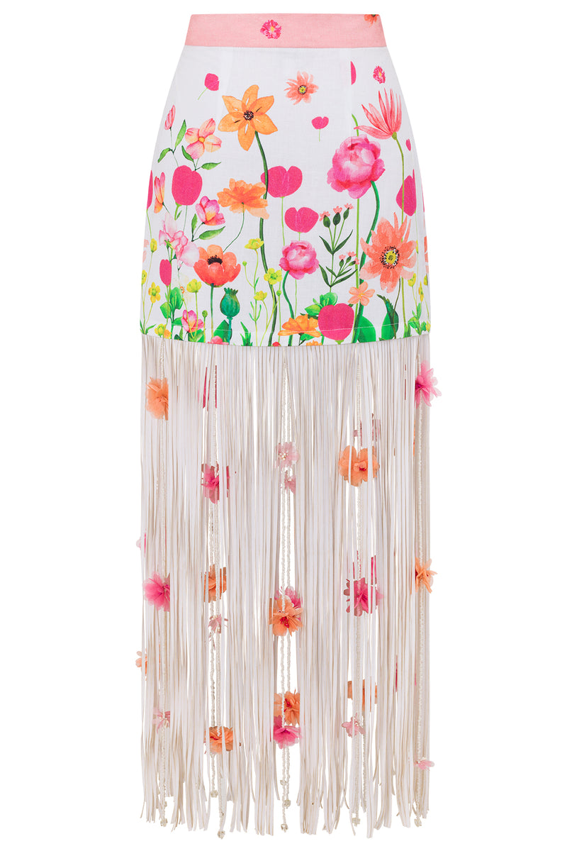 In Full Bloom Fringe Skirt